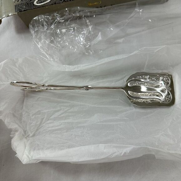 Studio Silversmiths Silver Plated 8" Cake Tong Pastry Serving Ornate New In Box - Picture 8 of 9